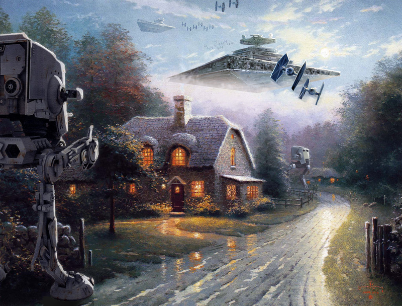 Illustration for article titled Thomas Kinkade's cottage paintings upgraded with Star Wars